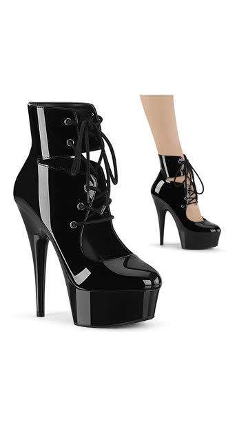 Pleaser DELIGHT-600-24 =   6 Heel 1 3 4 PF Criss Cross Bootie Sandal Back Zip 118 458231