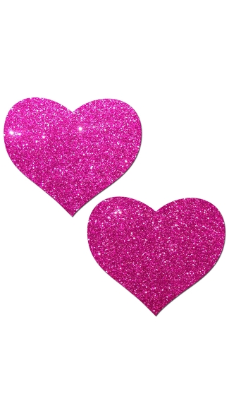 Hot Pink Glittering Heart Pasties, Heart Shaped Nipple Pasties, Hot ...