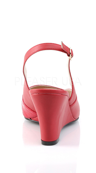 red slingback wedges