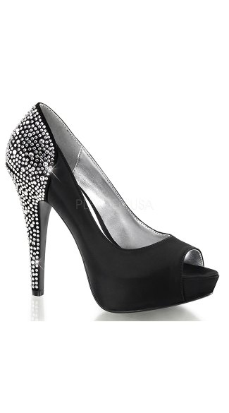 black satin peep toe