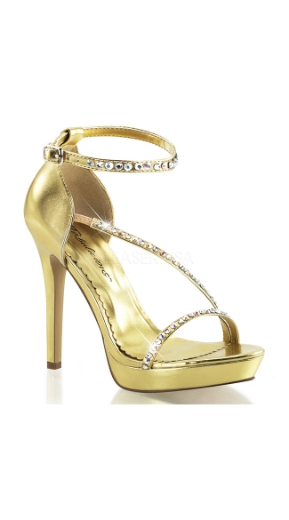 Metallic Rhinestone Strap Sandals, Thin Strap Sandals - Yandy.com