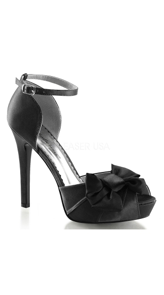 black satin peep toe