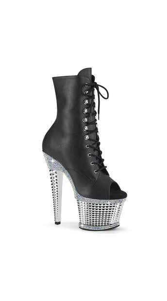 Back Zip Peep Toe Stiletto Heel Ankle Boots
