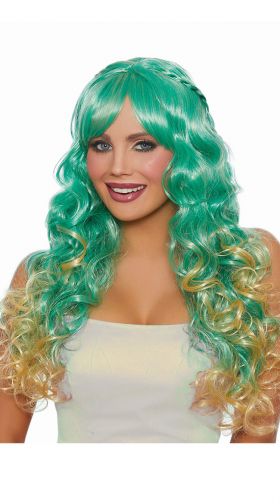 Curly Green Ombre Wig, long green wig - Yandy.com