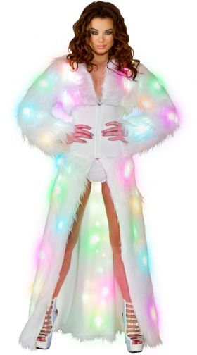 Light-Up White Shag Cincher Coat Set