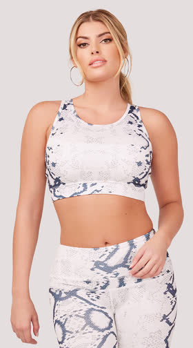 Holographic Snakeskin Print Sports Bra