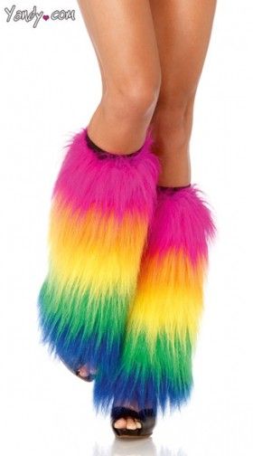 Furry Rainbow Leg Warmers