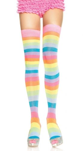 Neon Striped Thigh Highs