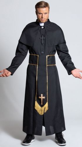 Men's Black Mass Costume, men's skeleton pope costume - Yandy.com