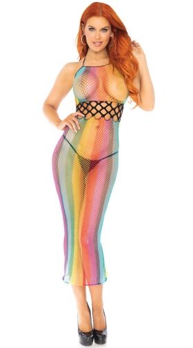 Rainbow Halter Midi Dress