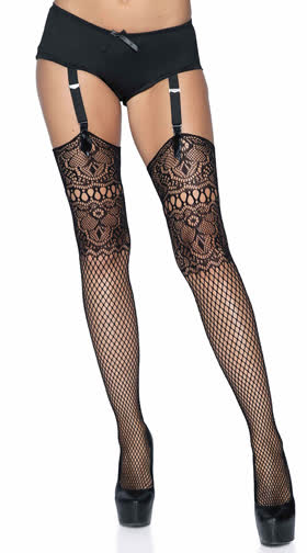 LadyHome Erotic Stockings with Garter Belt for Women Fishnet