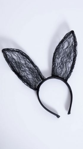 Black Lace Bunny Ear Headband
