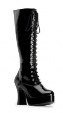 5" Heel Black Knee High Boot with Zipper