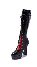 Glossy Platform Boot with Contrasting Tongue Flap