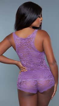 Plus Size Lace Trim Slit Cami and Pants Pajama Set – Flyclothing LLC