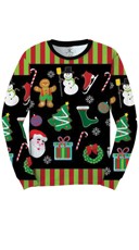 Xmas Icons Faux Ugly Sweater Shirt