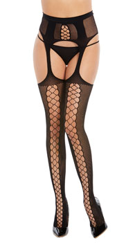 Faux Lace-Up Garter Stockings