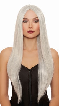 Long Grey and White Wig