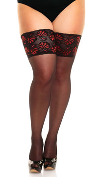 Plus Size Deluxe Black Thigh High Stockings with Lace