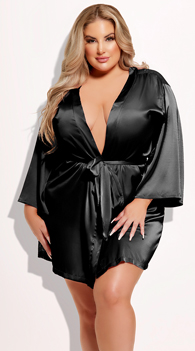Plus Size Helena Satin and Lace Robe