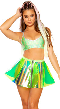 Green holographic outlet skirt