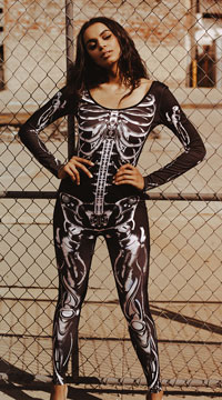 Mechanical Skeleton Catsuit, sexy skeleton costume 