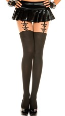 Opaque Pantyhose With Bow Suspenders