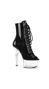 6 Inch Open Toe Lace-Up Patent Ankle Bootie