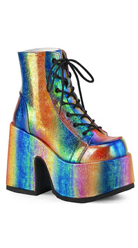Rainbow Riot Chunky Heel Boots