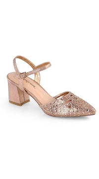 rose gold block heels 3 inch