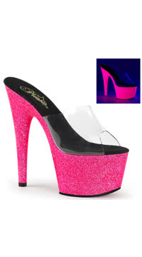  -  - Clear/Neon Hot Pink Glitter