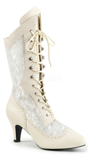  -  - Ivory Faux Leather-Satin Lace