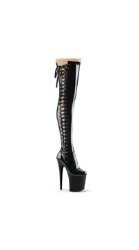 8" Lace-Up Black Thigh High Boot