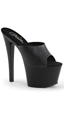 7 Inch Spike Heel Platform Sandal, Clear Slides, Black Slides